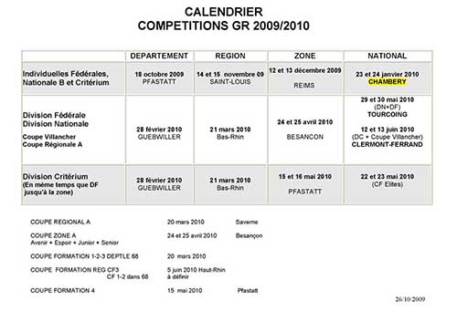 calendrier 2009/2010